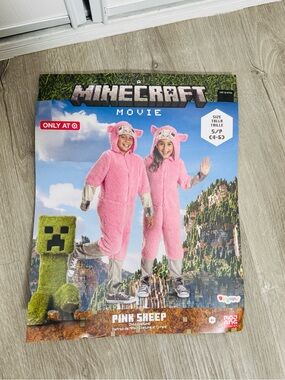 Minecraft Movie Pink Sheep Kids Costume - Plush Hooded Onesie